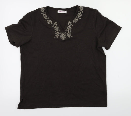 Womens UK Size S Bonmarché Brown Basic T-Shirt