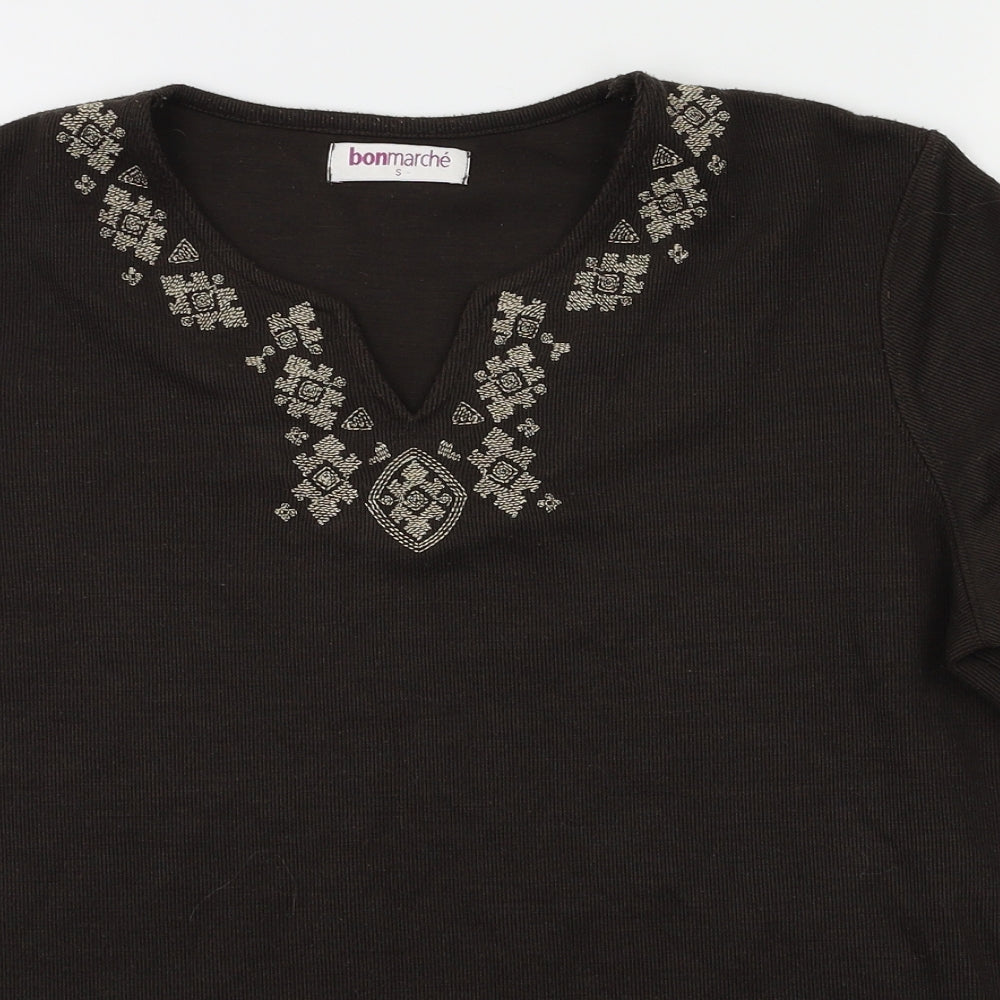 Womens UK Size S Bonmarché Brown Basic T-Shirt