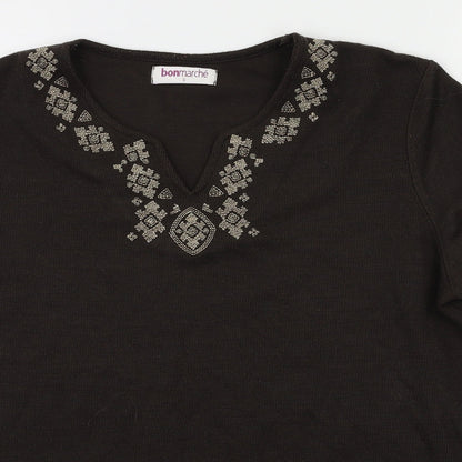 Womens UK Size S Bonmarché Brown Basic T-Shirt