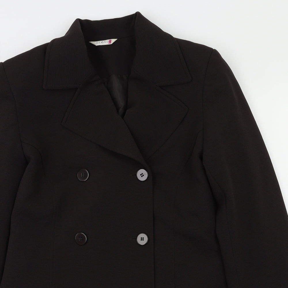 George Womens Brown Houndstooth  Jacket Coat Size 10