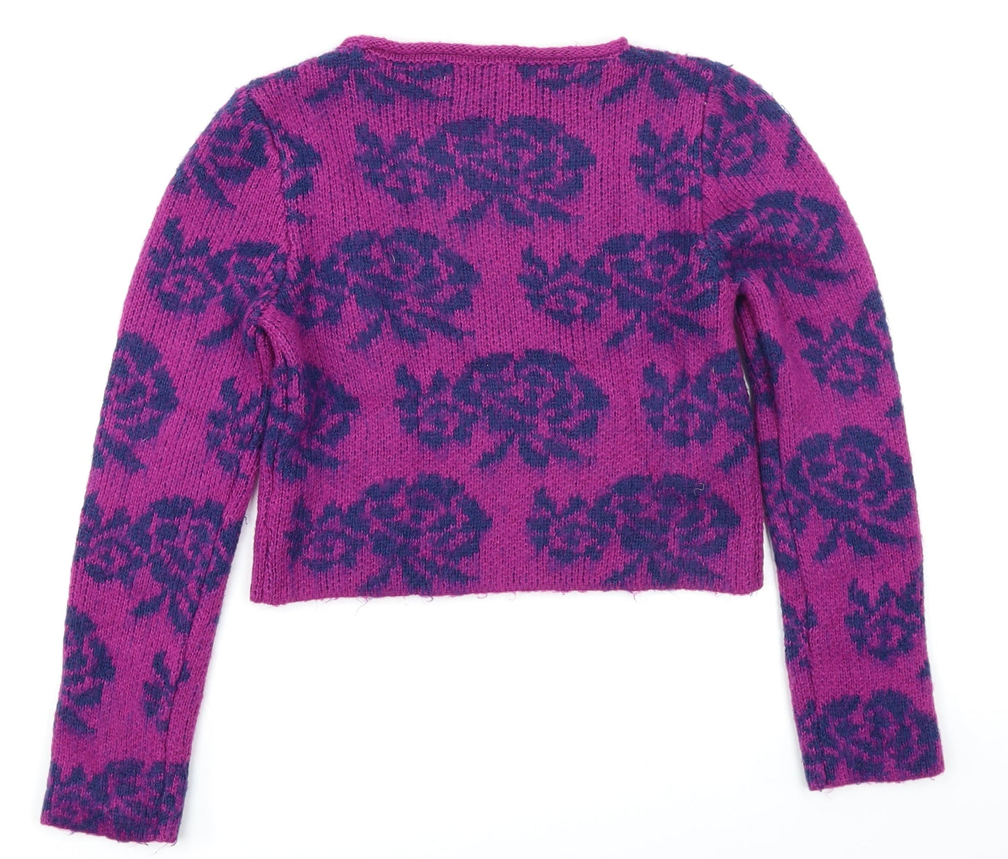 M&Co Girls Purple Floral  Pullover Jumper Size 9-10 Years  - Cropped