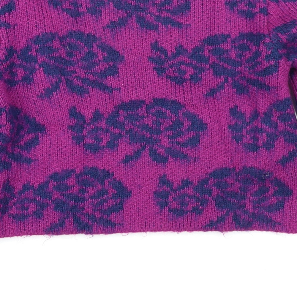 M&Co Girls Purple Floral  Pullover Jumper Size 9-10 Years  - Cropped