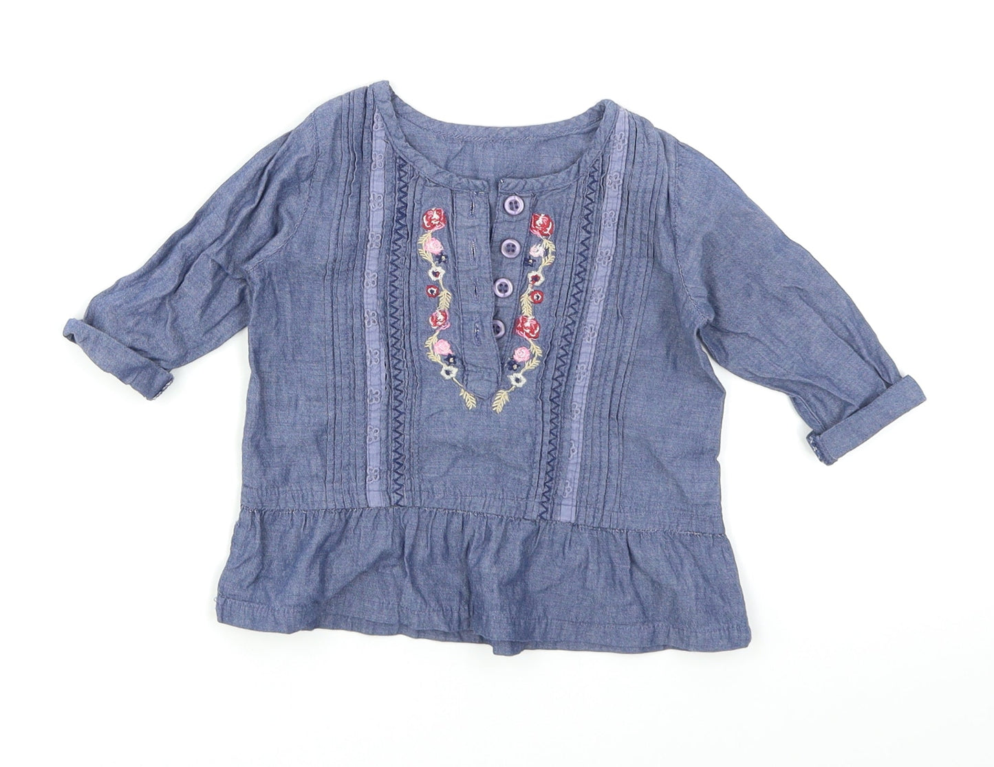 Matalan Girls Blue  Denim Basic T-Shirt Size 6-9 Months