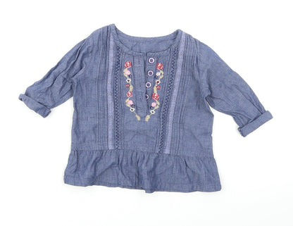 Matalan Girls Blue  Denim Basic T-Shirt Size 6-9 Months
