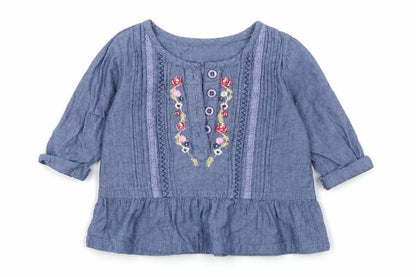 Matalan Girls Blue  Denim Basic T-Shirt Size 6-9 Months