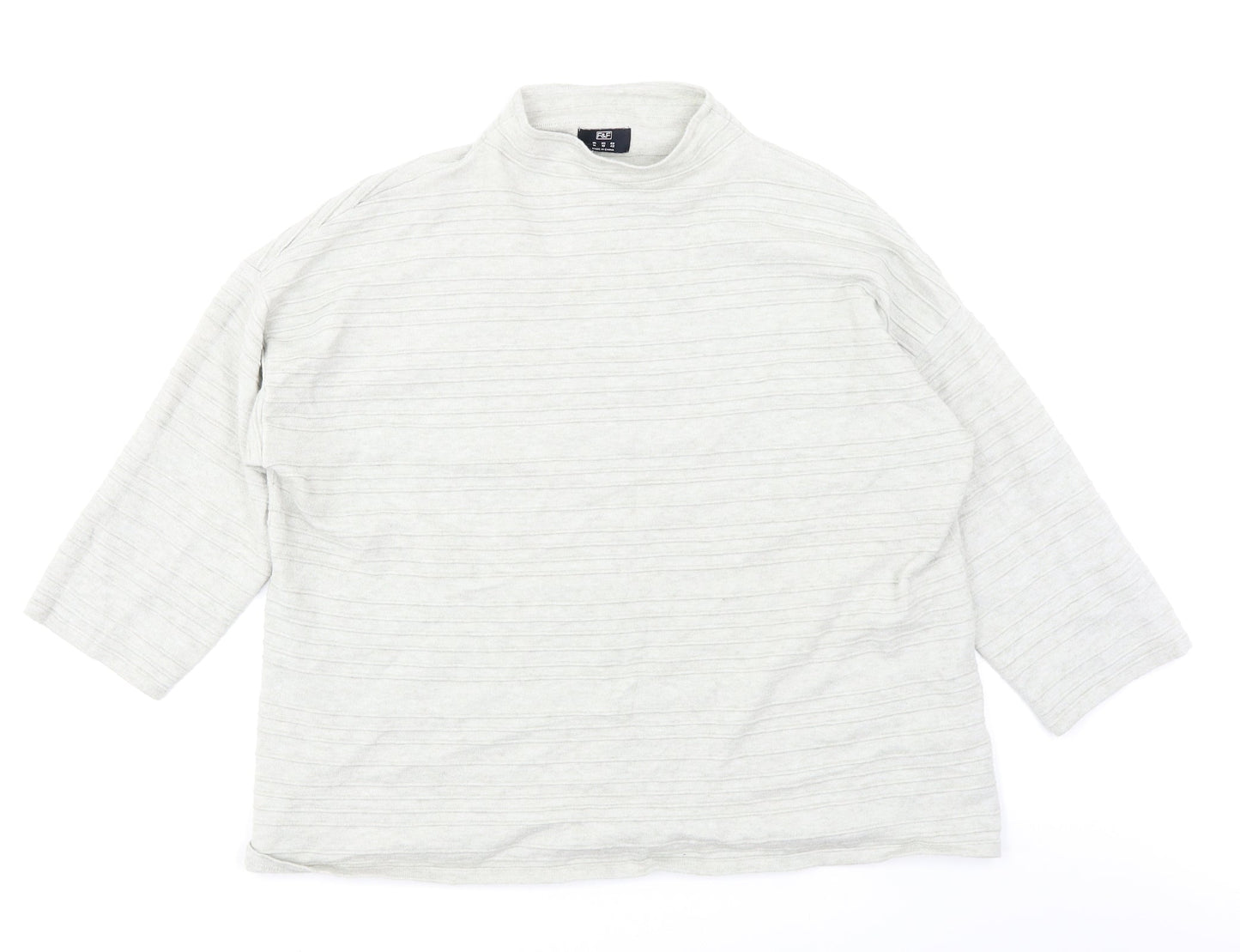 F&F Womens Grey Striped  Basic T-Shirt Size 14