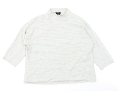 F&F Womens Grey Striped  Basic T-Shirt Size 14