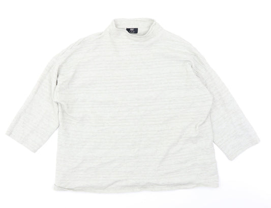 F&F Womens Grey Striped  Basic T-Shirt Size 14