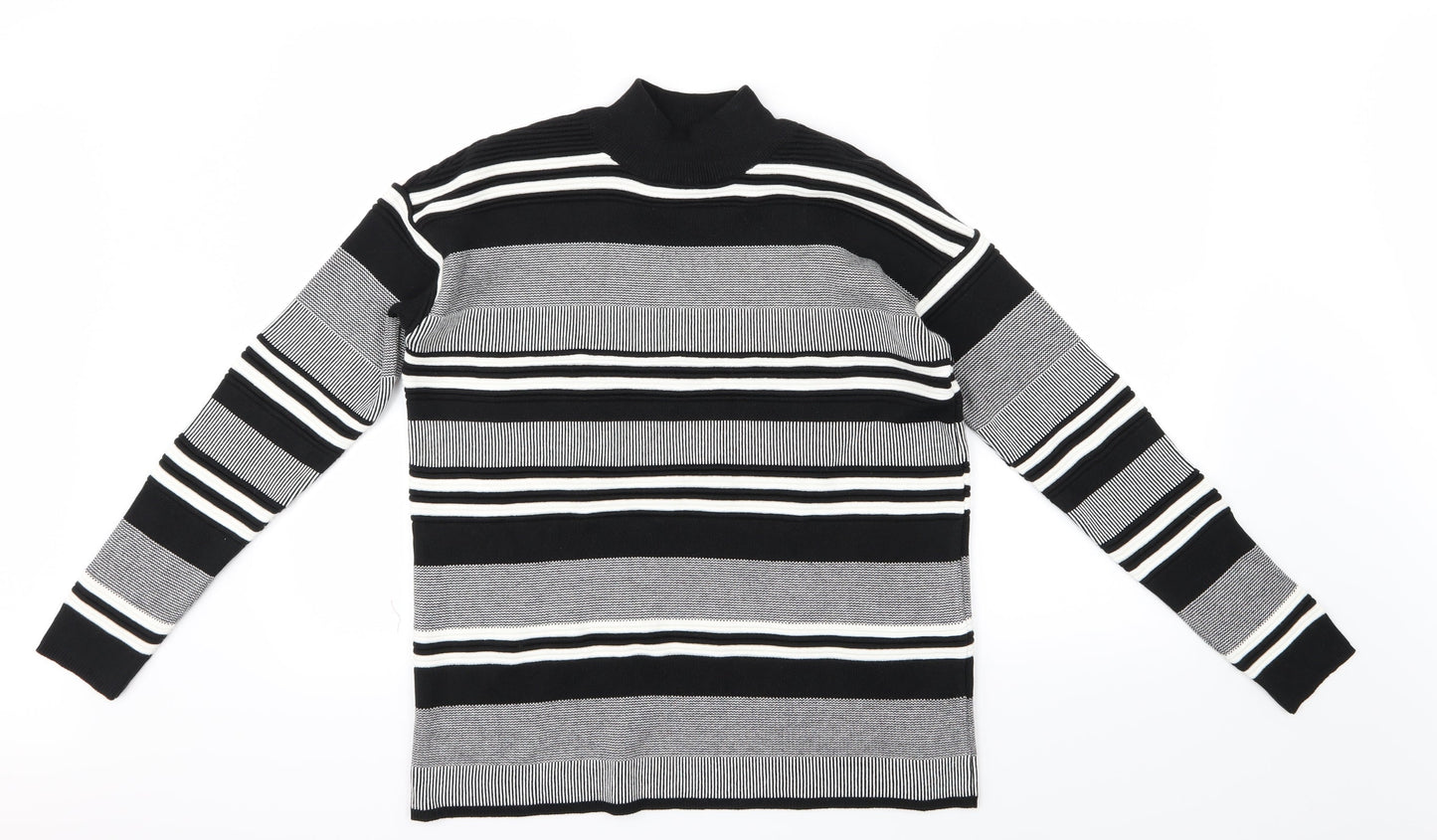New Look Womens Black Striped Knit Pullover Jumper Size 10