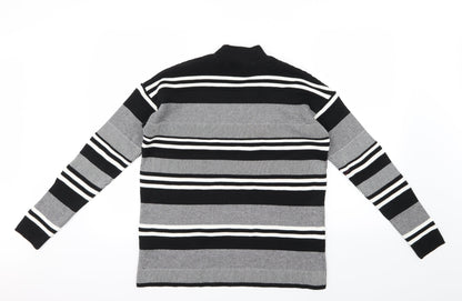 New Look Womens Black Striped Knit Pullover Jumper Size 10