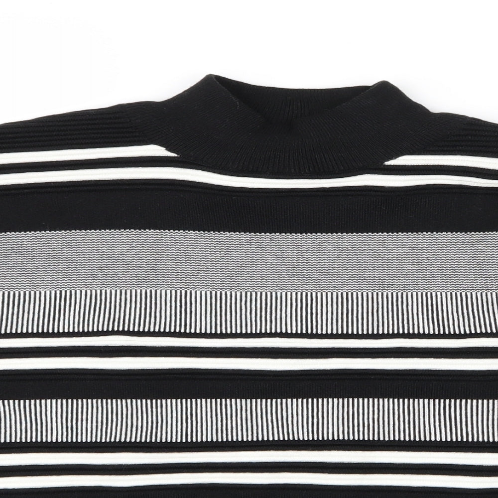 New Look Womens Black Striped Knit Pullover Jumper Size 10