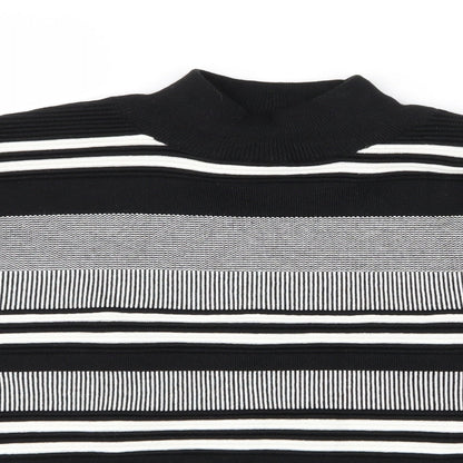 New Look Womens Black Striped Knit Pullover Jumper Size 10