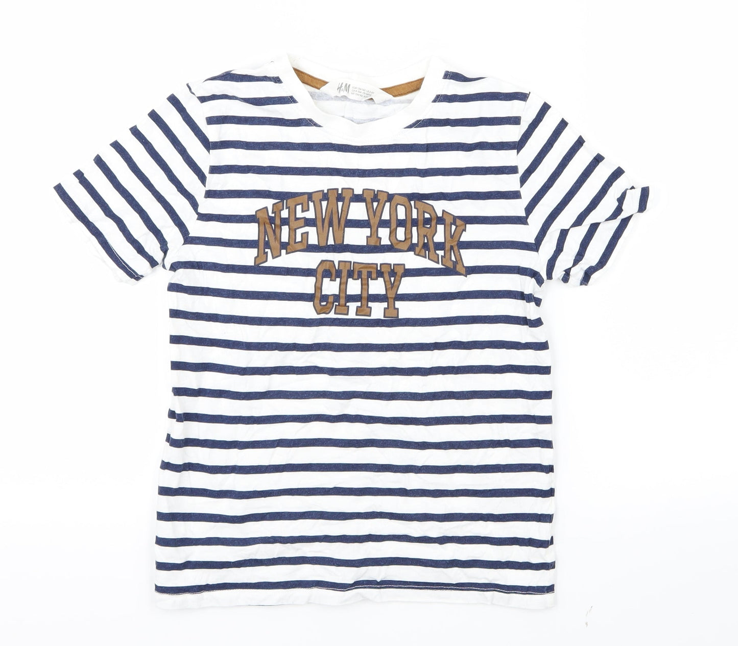 H&M Girls Blue Striped  Basic T-Shirt Size 9-10 Years  - New York City