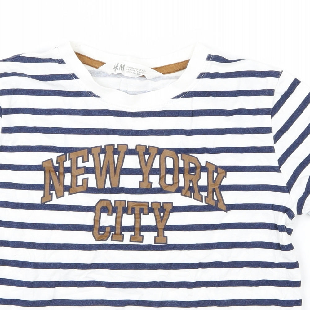 H&M Girls Blue Striped  Basic T-Shirt Size 9-10 Years  - New York City