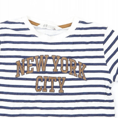 H&M Girls Blue Striped  Basic T-Shirt Size 9-10 Years  - New York City