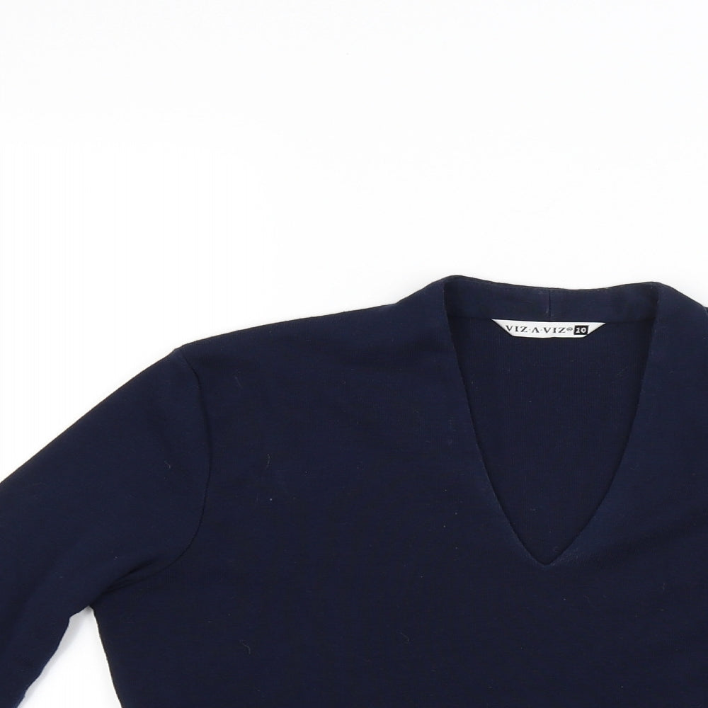 Viz a Viz Womens Blue  Knit Pullover Jumper Size 10
