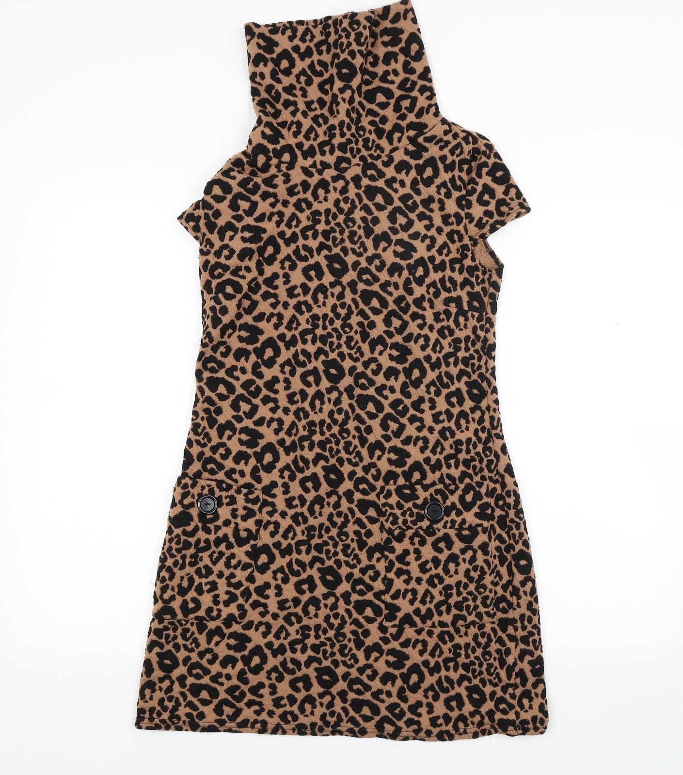 Quiz Womens Brown Animal Print  A-Line  Size 8