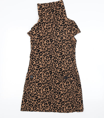 Quiz Womens Brown Animal Print  A-Line  Size 8