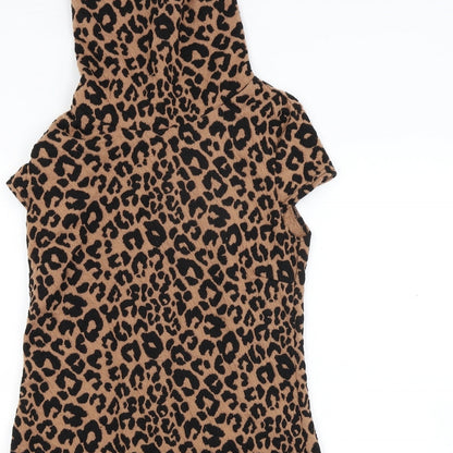 Quiz Womens Brown Animal Print  A-Line  Size 8