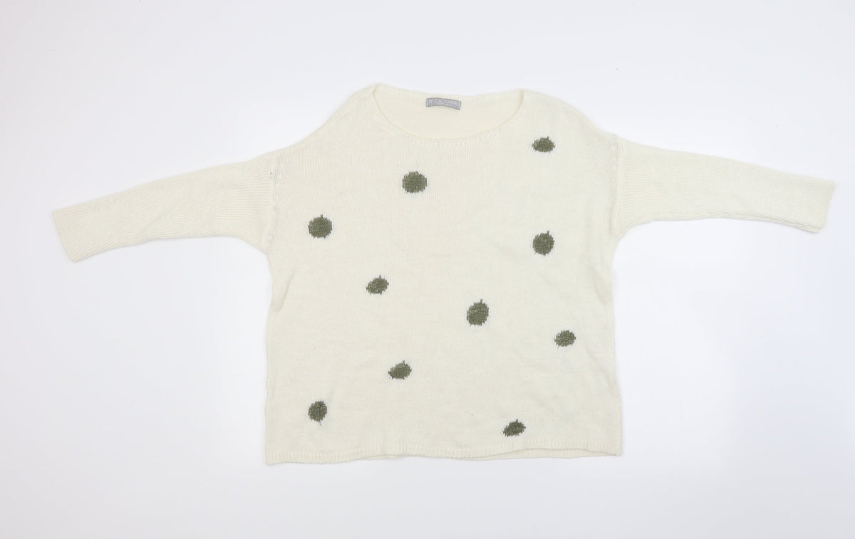 LV clothing Womens White  Knit Pullover Jumper Size L