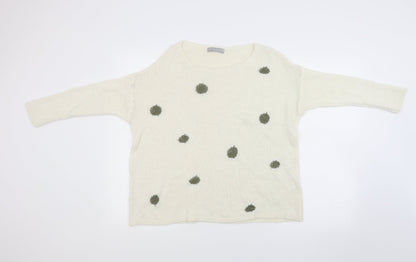 LV clothing Womens White  Knit Pullover Jumper Size L