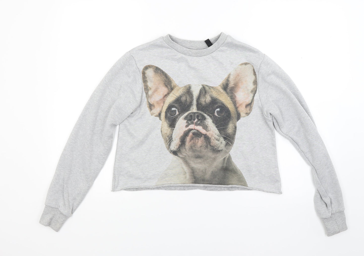 H&M Womens Grey   Pullover Sweatshirt Size 6  - Dog Pug