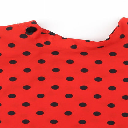 FUNNY FASHION Womens Red Polka Dot  Swing Skirt One Size