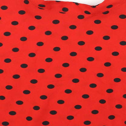 FUNNY FASHION Womens Red Polka Dot  Swing Skirt One Size