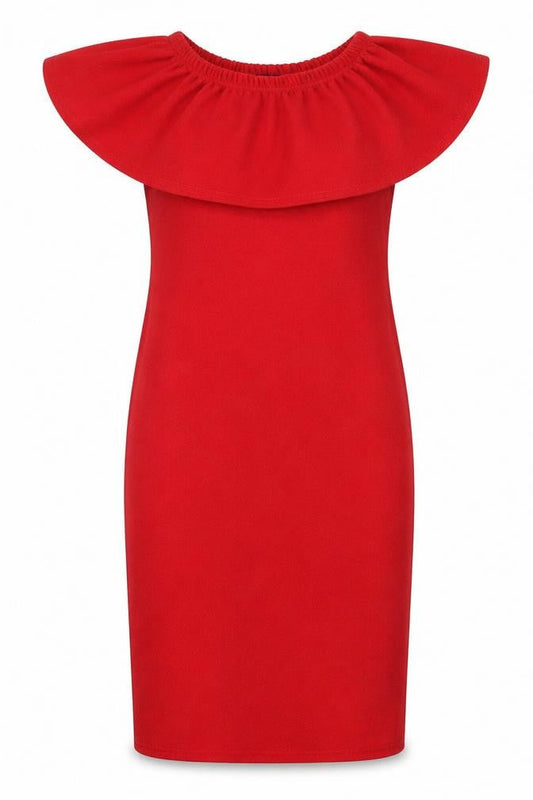 B.YOU Womens Red Houndstooth  A-Line  Size 8  - Frill detail