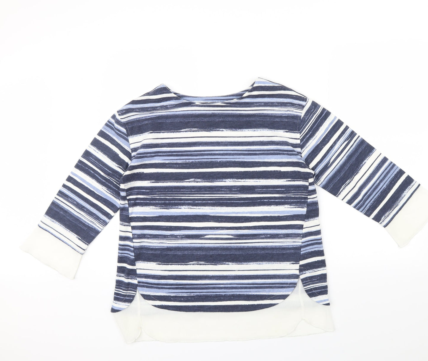 M&S Womens Blue Striped  Pullover Jumper Size 10  - Frill detail