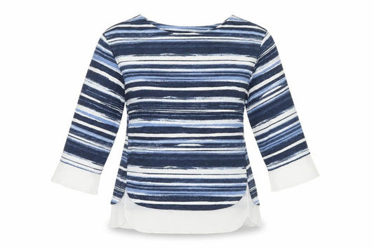 Marks & Spencer Womens Blue Striped  Pullover Jumper Size 10  - Frill detail