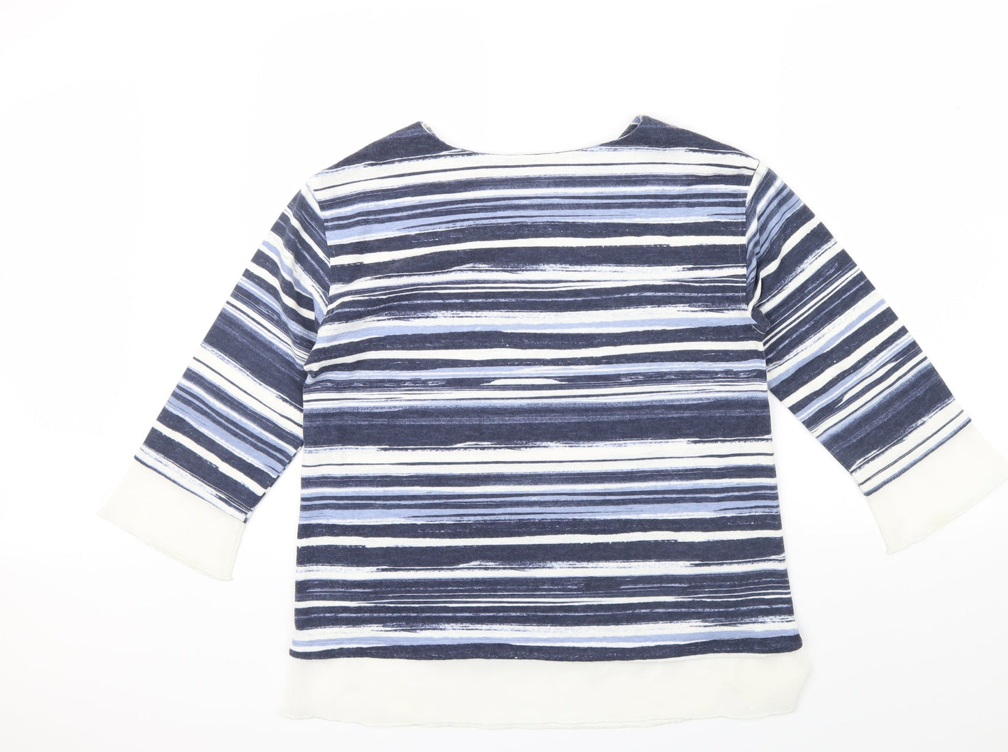 M&S Womens Blue Striped  Pullover Jumper Size 10  - Frill detail