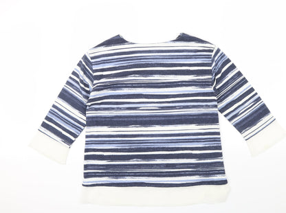 M&S Womens Blue Striped  Pullover Jumper Size 10  - Frill detail