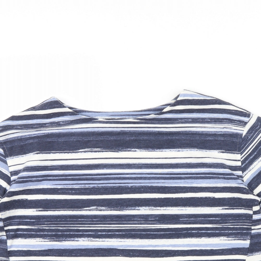 M&S Womens Blue Striped  Pullover Jumper Size 10  - Frill detail