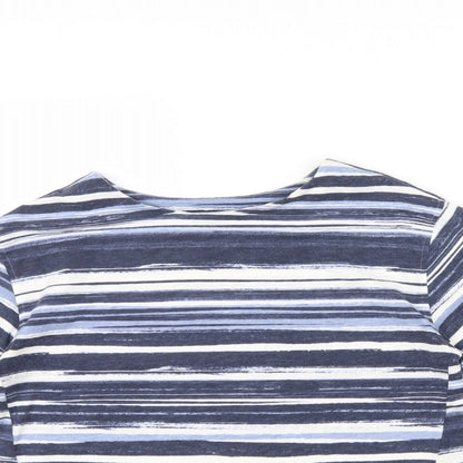 M&S Womens Blue Striped  Pullover Jumper Size 10  - Frill detail