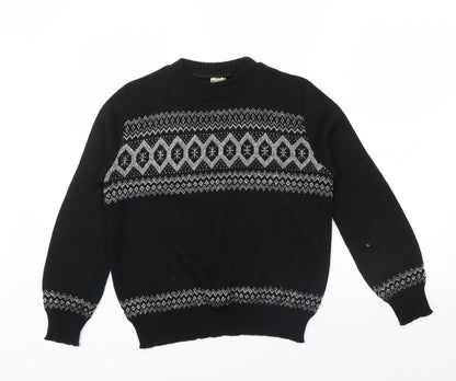 ACRYLICK Womens Black Geometric  Pullover Jumper Size 34  - METALIC SILVER THREAD