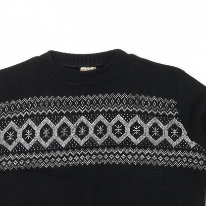 ACRYLICK Womens Black Geometric  Pullover Jumper Size 34  - METALIC SILVER THREAD