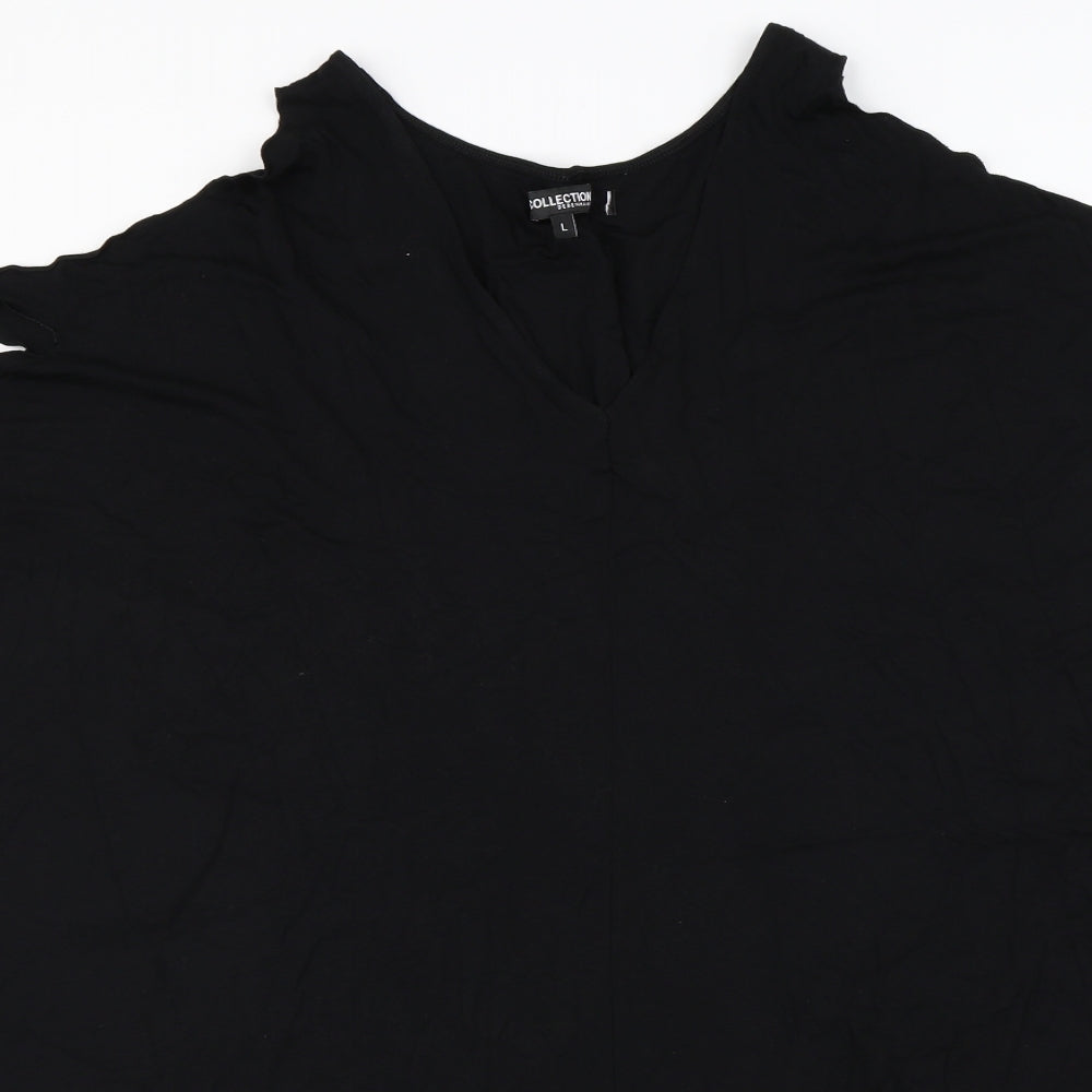 Womens UK Size L Debenhams Black Basic T-Shirt
