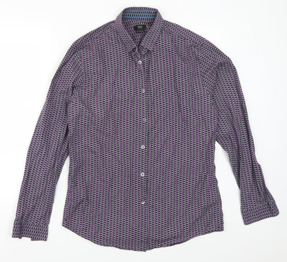 F&F Mens Purple Geometric   Button-Up Size M
