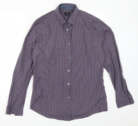 F&F Mens Purple Geometric   Button-Up Size M