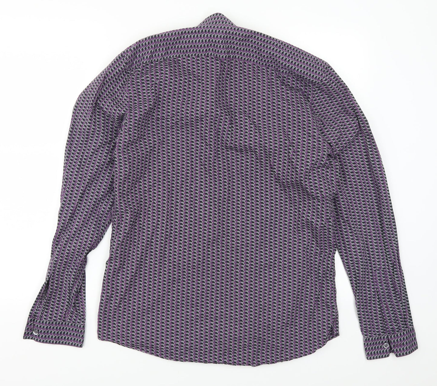 F&F Mens Purple Geometric   Button-Up Size M