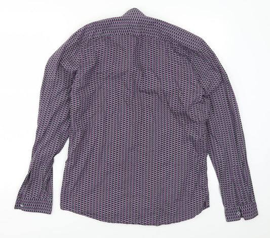 F&F Mens Purple Geometric   Button-Up Size M