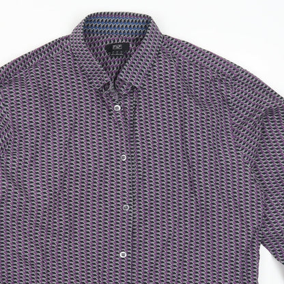 F&F Mens Purple Geometric   Button-Up Size M