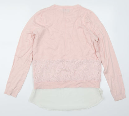 F&F Womens Pink  Lace Pullover Jumper Size 10
