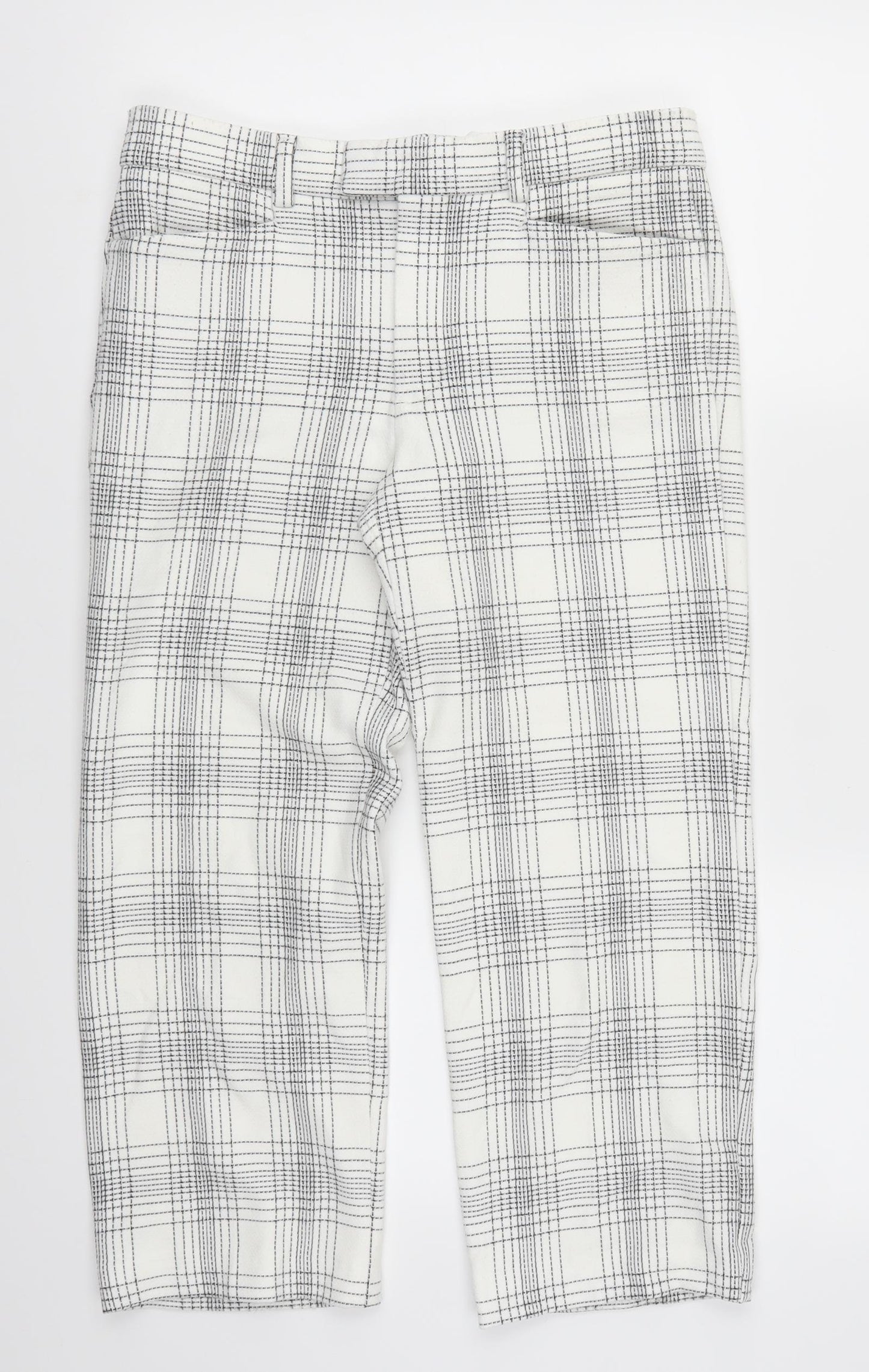 Womens UK Size S Zara Regular Fit Cropped White Trousers