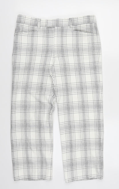 Womens UK Size S Zara Regular Fit Cropped White Trousers