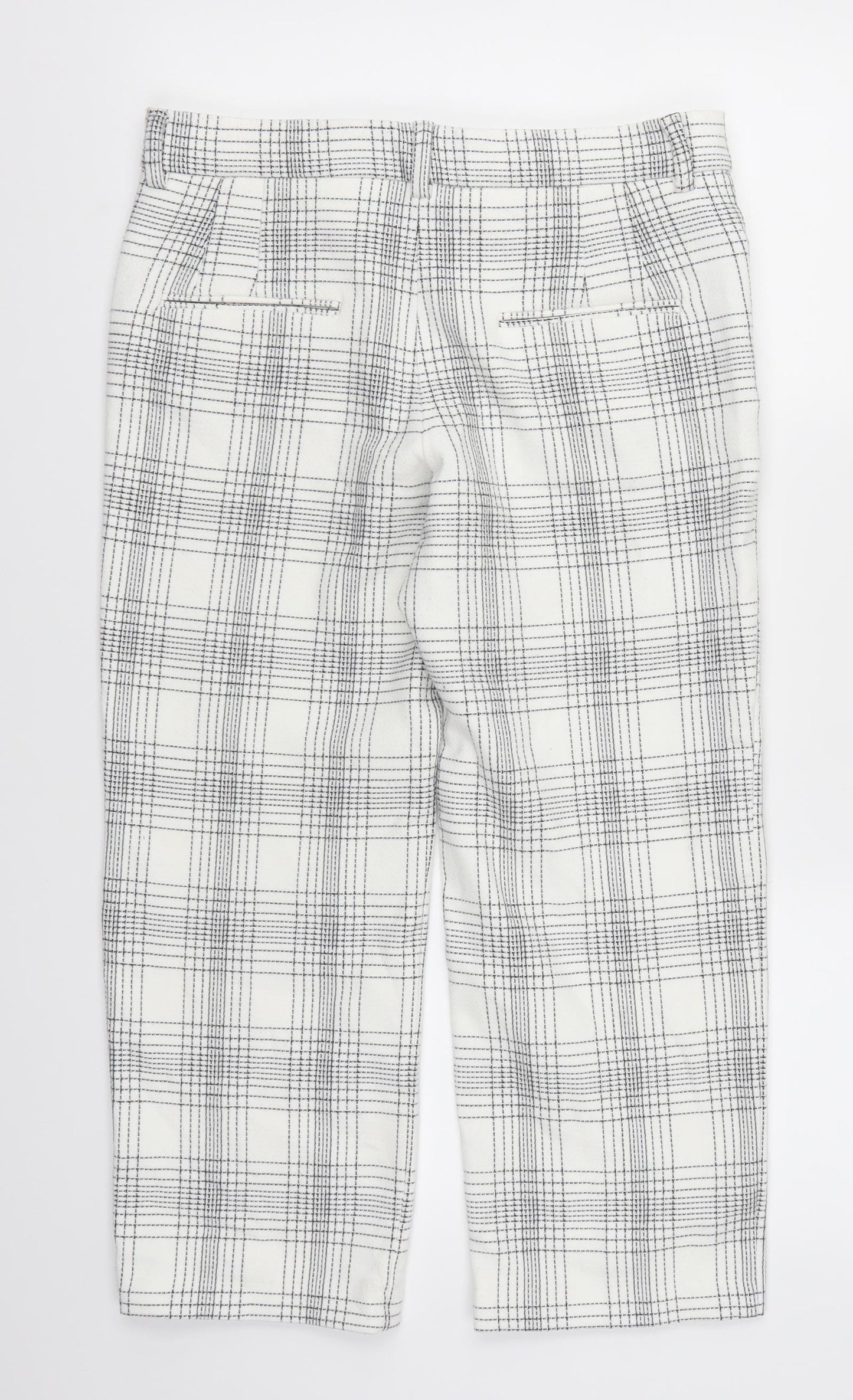Womens UK Size S Zara Regular Fit Cropped White Trousers