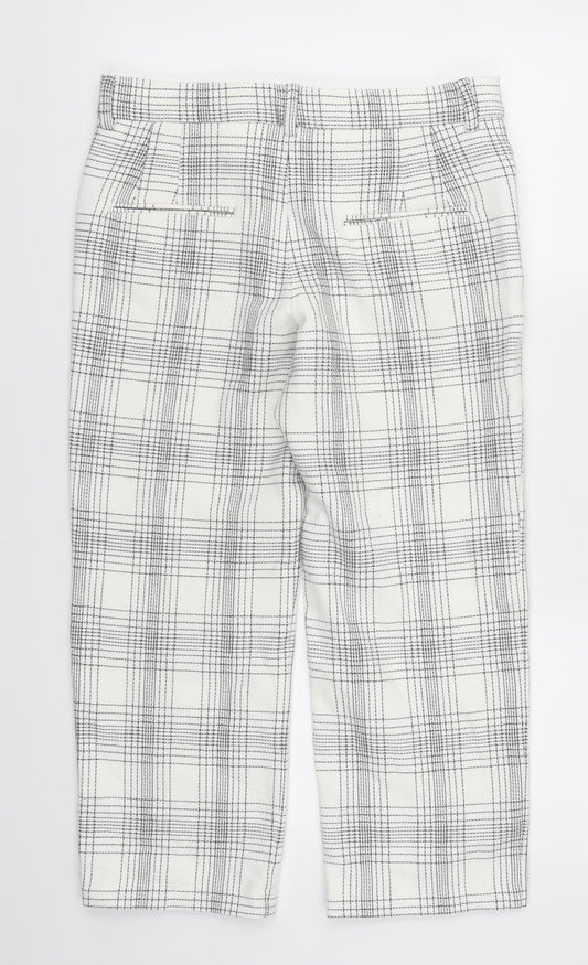 Womens UK Size S Zara Regular Fit Cropped White Trousers