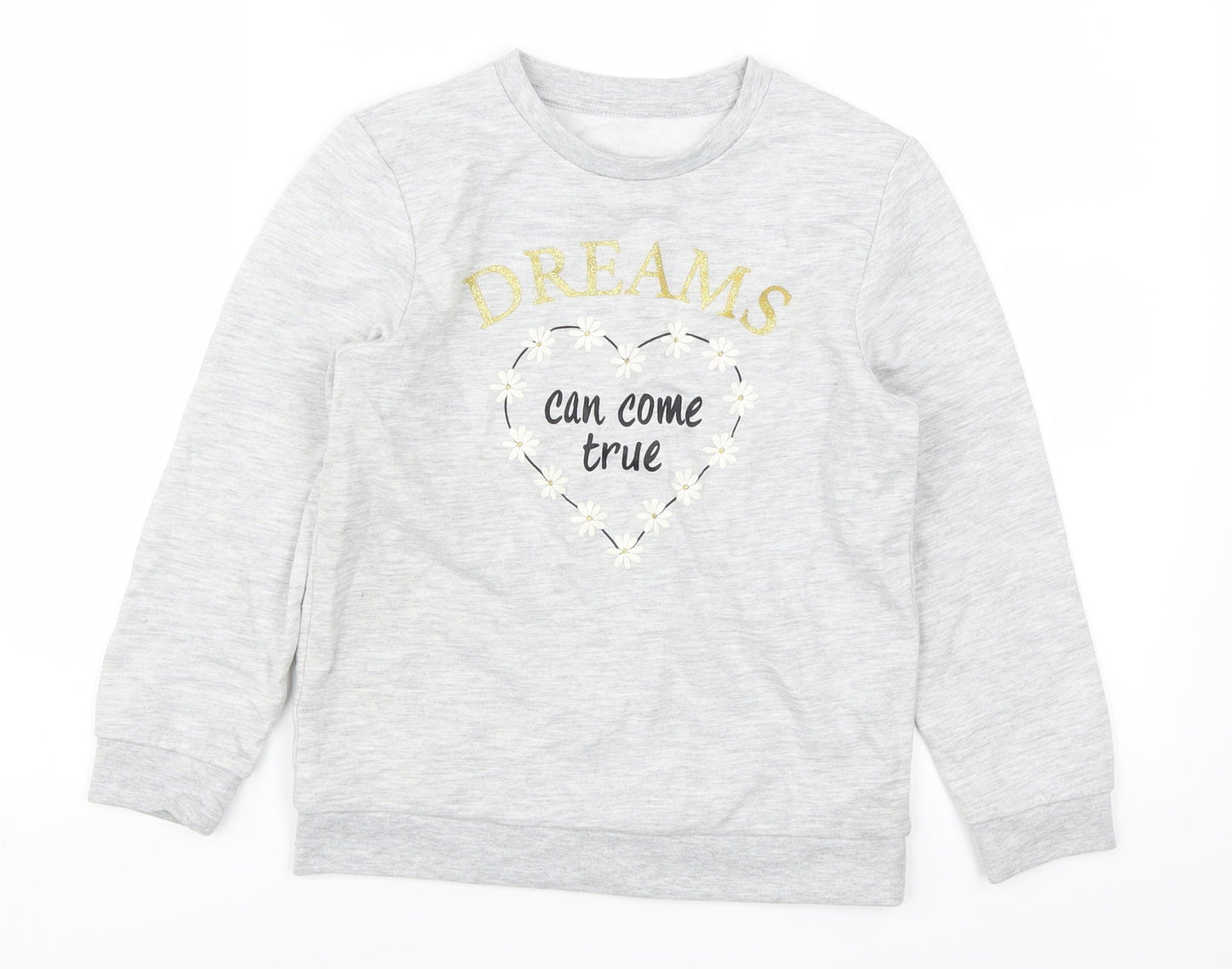 Lily & Dan Girls Grey   Pullover Sweatshirt Size 7-8 Years  - Dreams Can Come True