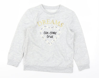 Lily & Dan Girls Grey   Pullover Sweatshirt Size 7-8 Years  - Dreams Can Come True